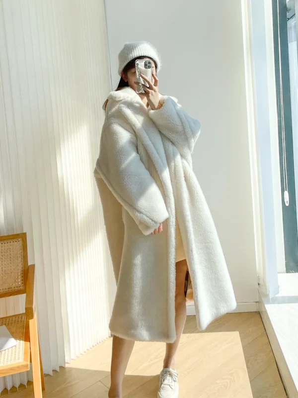 Teddy teddy bear coat women's autumn and winter fur grain camel wool coat  alpaca wool med-long woolcoat：圖片 16