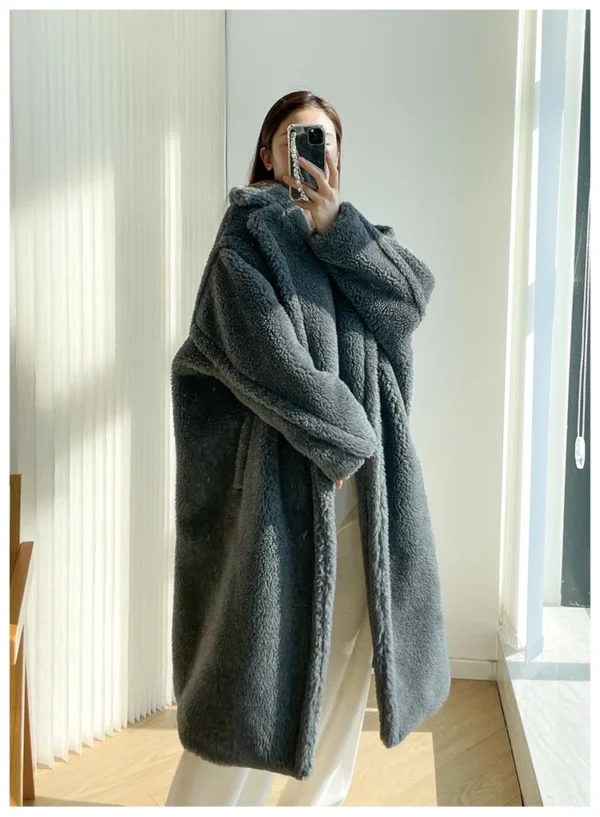 Teddy teddy bear coat women's autumn and winter fur grain camel wool coat  alpaca wool med-long woolcoat：圖片 20